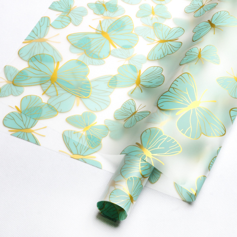 Flor de oro mariposa flor de papel de embalaje ramo diy regalo floral paquete floral flor flor floral floral floral florista papel de vidrio