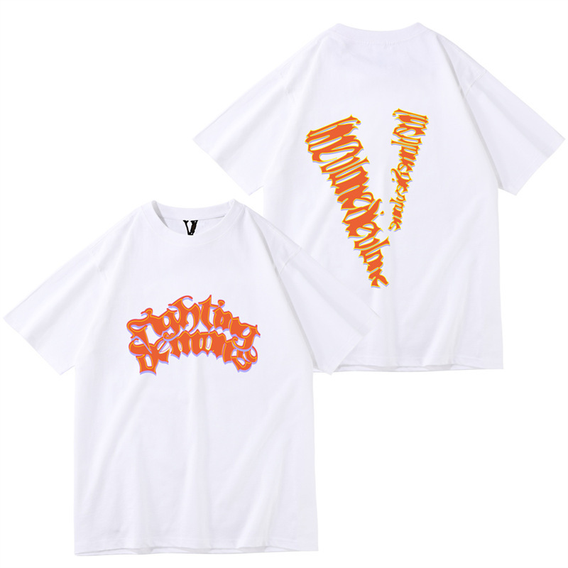 Cross-Border Vlone Company New Men's and Women's T-Shirts, Round Neck, Personalized Printing, Versatile Bottoms, Shirts, Beautiful Hip-Hop