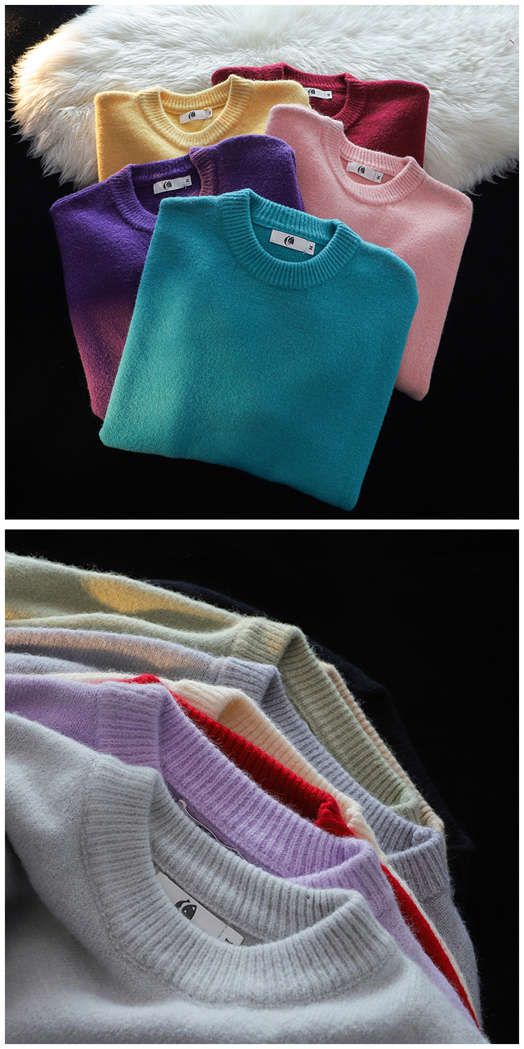 Men's Heavyweight Knit Crewneck Sweater Oversized Warm Pullover_voghion.com