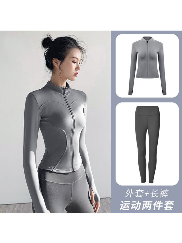 瑜伽服套装女秋冬新款长袖跑步运动健身上衣高级感普拉提训练紧身|undefined
