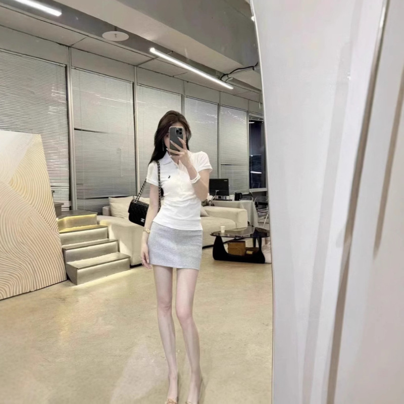 Cross-Border Rl Ralph Lauren Summer Scanable Pony Logo Embroidered Lapel Casual Slim Polo Short-Sleeved T-Shirt for Women