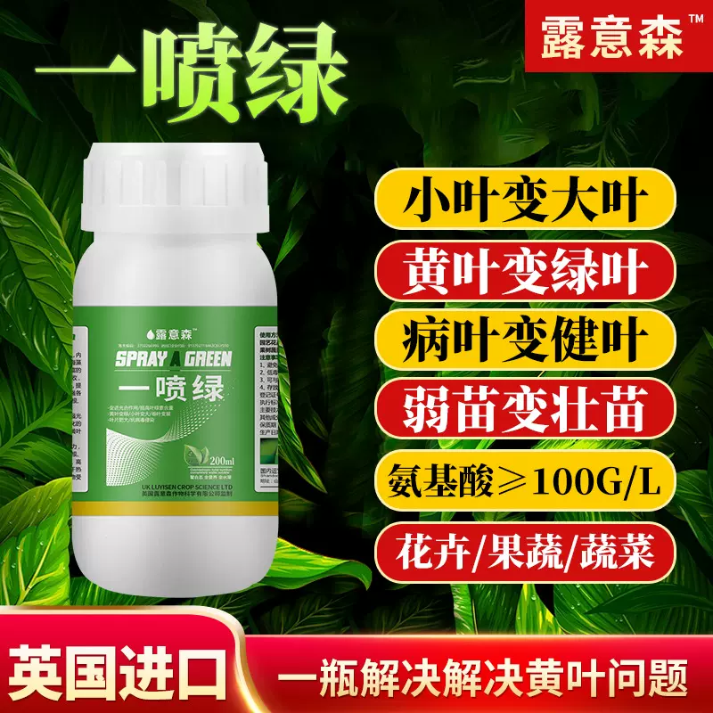 一喷绿花卉叶面肥 槟榔营养液家通用黄叶速绿喷剂 厂家200ml装