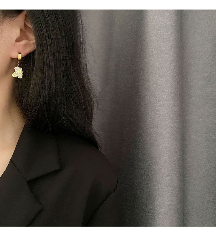 Fashion Bear Titanium Steel Plating Drop Earrings 1 Pair
