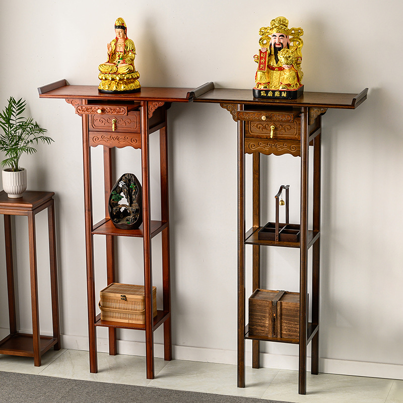 Chinese-Style Altar Table for Home Use, Economic Shrine Table for Buddha Statues, Guan Gong Offering Table, Bodhisattva and God of Wealth Table, Incense Table, Tribute Table