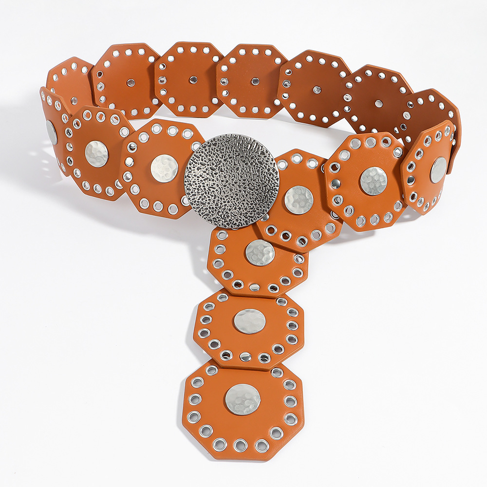 Plating Design Retro Baroque Style Solid Color Pu Leather Alloy Plating Women's Leather Belts