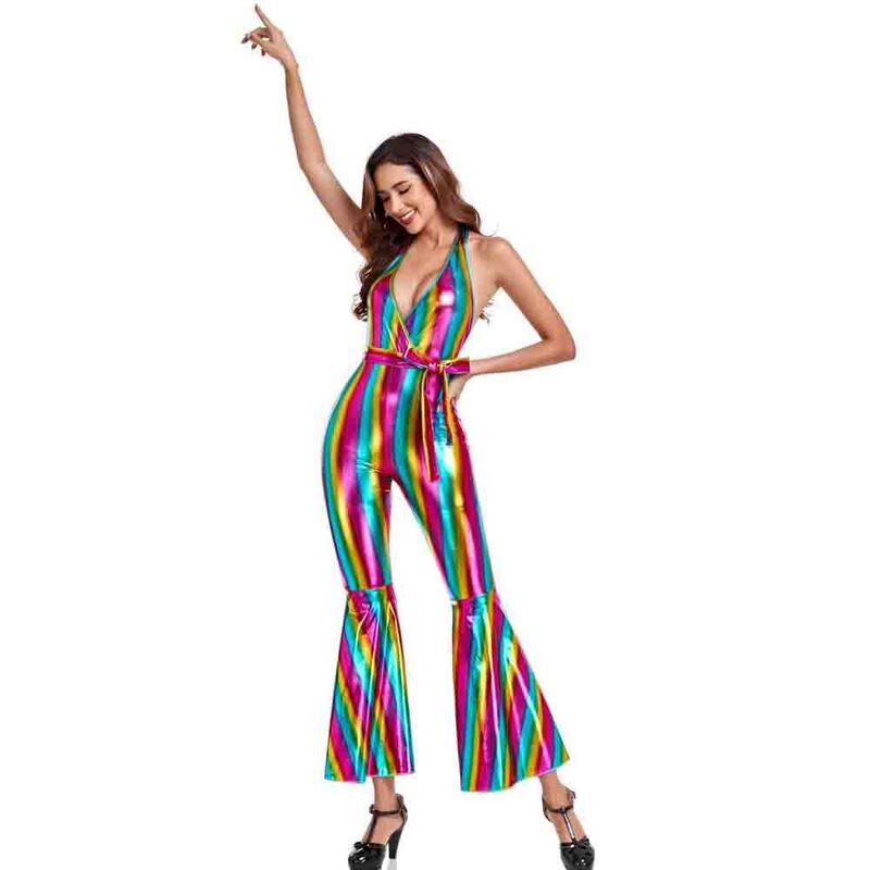 Halloween Hippie Female Singer Stage Show 6070's Retro Disco Hippie Costume