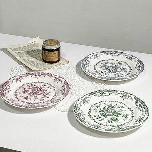 European retro rose flower meal disc lace relief plate cake dessert disc Western food plate wholesale