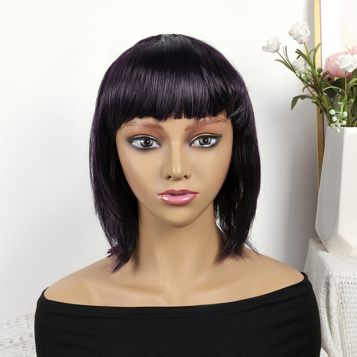 Fibra química al por mayor bob cabello pelucón mecánico pelucón cubierta de pelo