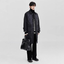 美拉德高级感辑格翻领中长款羽绒服男24冬季宽松加厚鸭绒保暖外套