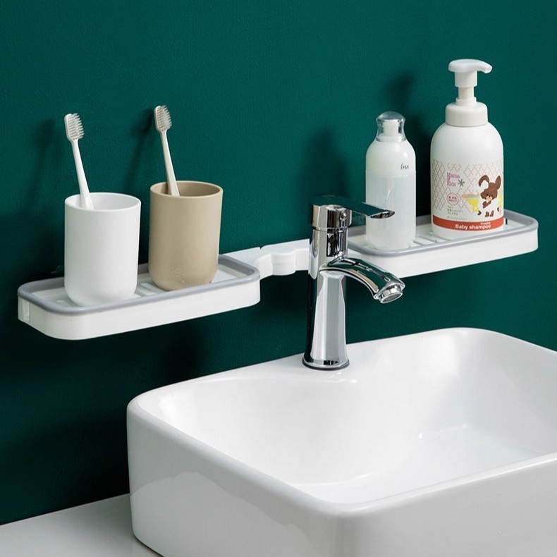 クリエイティブコーナー収納ラックパンチフリー壁掛け収納ラックバスルームトイレプラスチック洗面台折りたたみラック|undefined