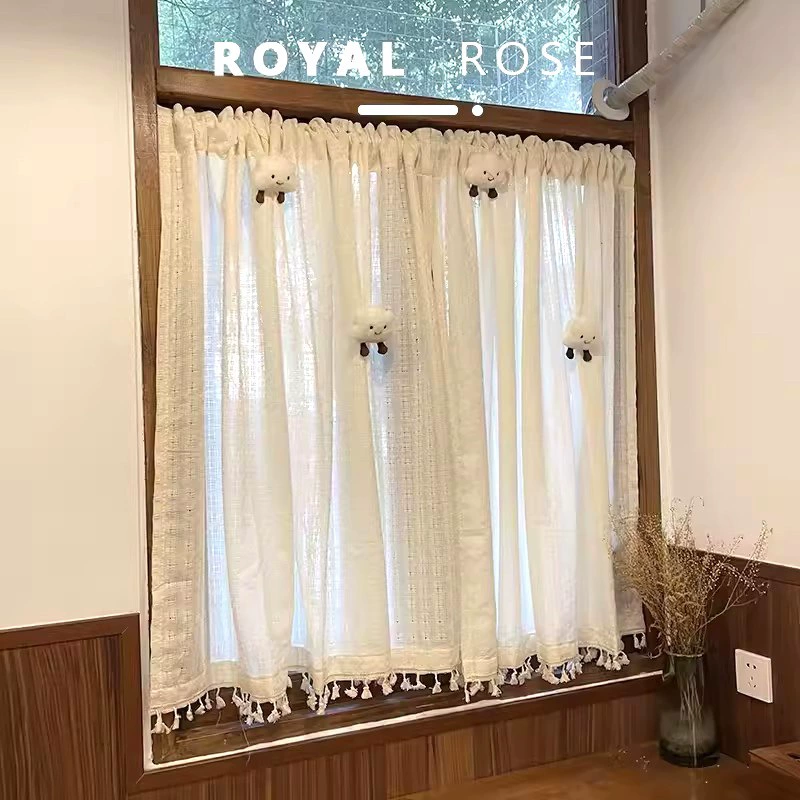 Японская марлевая занавеска для Bay window, короткая занавеска для маленького окна, спальня, кухня, перегородочная занавеска, дверная занавеска, полупрозрачная занавеска, затемнение, французский кисть