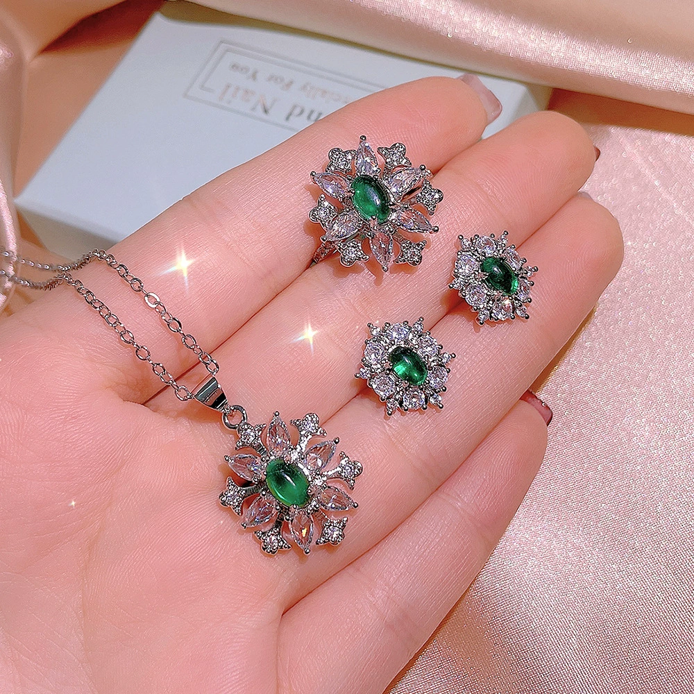 Серьги, дизайнерское колье, комплект, ювелирные изделия, японские и корейские, инкрустированные бриллиантами, комплект из 3 предметов
