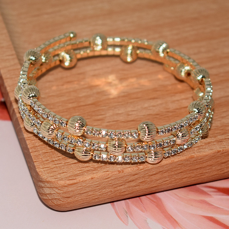 1 Piece Quantity Daily, Shopping Occasion Elegant Basic Geometric Ferroalloy Plating Inlay Rhinestones Women's Bangle