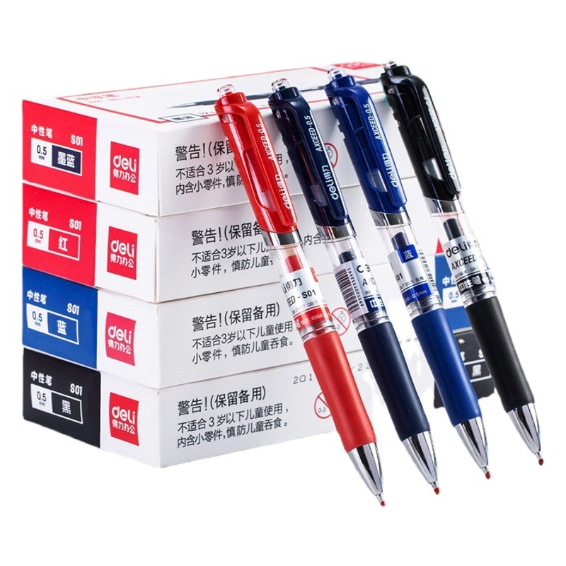 Deli press gel pen student bullet brush pen black pen office sign pen stationery wholesale