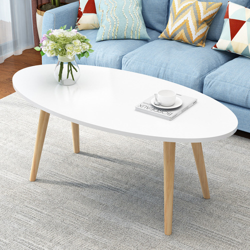 R-style Nordic minimalist coffee table, creative small apartment economical elliptical mini table, living room balcony small round table edge