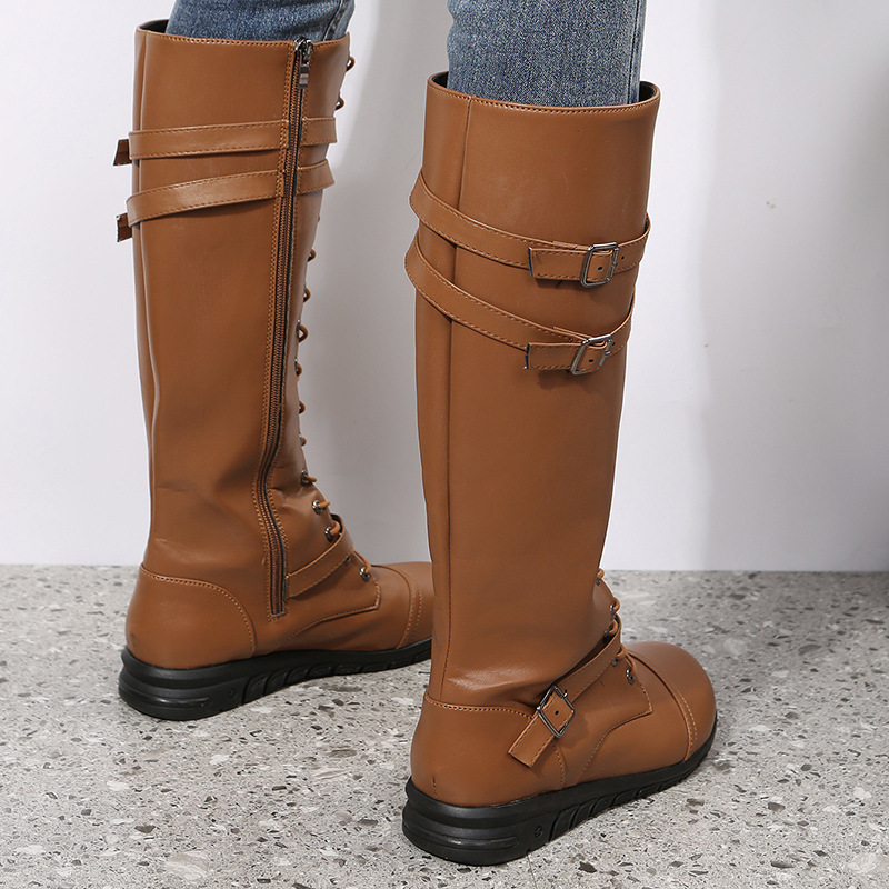 Synthetische böhmische Western-Stiefel mit niedrigem Absatz und Stiletto-Absatz, spitze Zehenpartie, quadratische Zehenpartie, Schnürstiefel für formelle Veranstaltungen_voghion.com