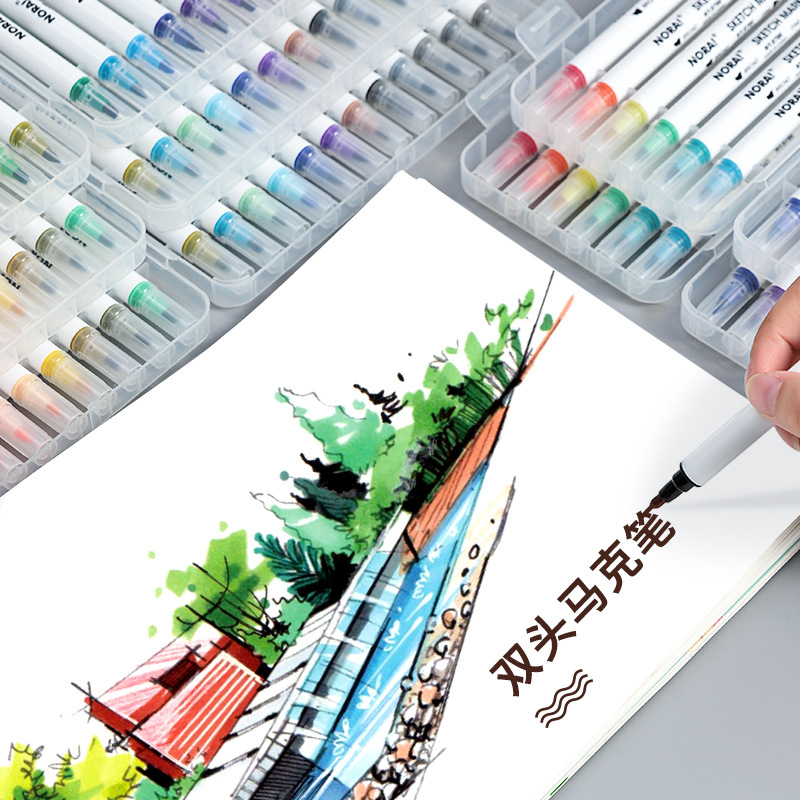 廠家批發酒精油性馬克筆雙頭兒童美術繪畫水彩筆套裝畫畫筆塗鴉筆
