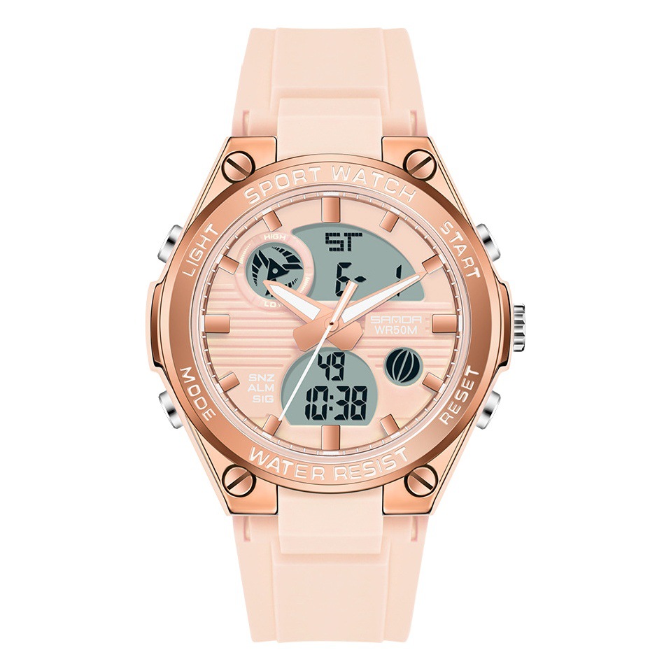 Sanda 6067 nuevos deportes al aire libre de moda personalizada doble pantalla electrónica movimiento luminoso Calendario Cronógrafo