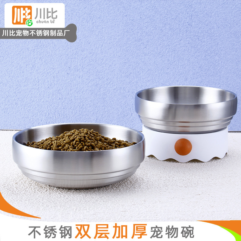 No odor absorption double layer 304 stainless steel cat bowl thickened cat and dog food basin fall resistant durable pet bowl cat and dog