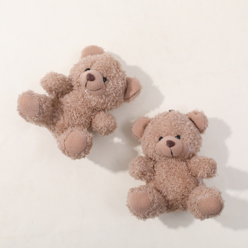 Adorable Fluffy Plush Sitting Bear Keychain DIY Novelty Backpack Accessory Wholesale for Women