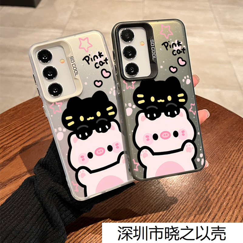 Suitable for Samsung S24 Mobile Phone Case S23 Super Cute S22 Piggy Cat A12 Color Silver Plus Aliexpress Can Be Shipped on Behalf of