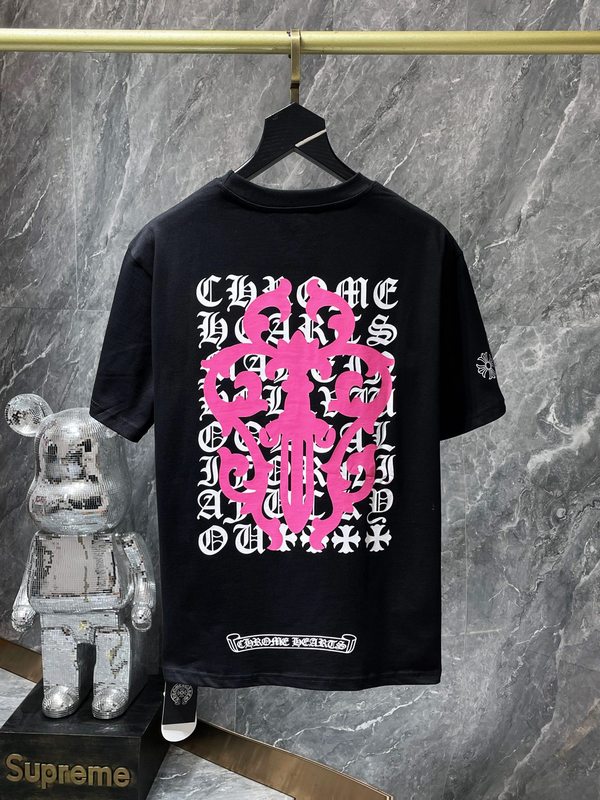 クロムハーツ新しい夏クロス馬蹄プリント男性と女性の半袖 T シャツシリーズ卸売|undefined