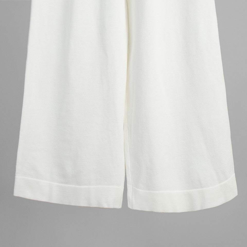 Bộ áo cardigan dệt kim khóa kéo phối quần dài ống rộng nữ — màu bột yến mạch, màu nâu, màu xám, trắng chi tiết 19