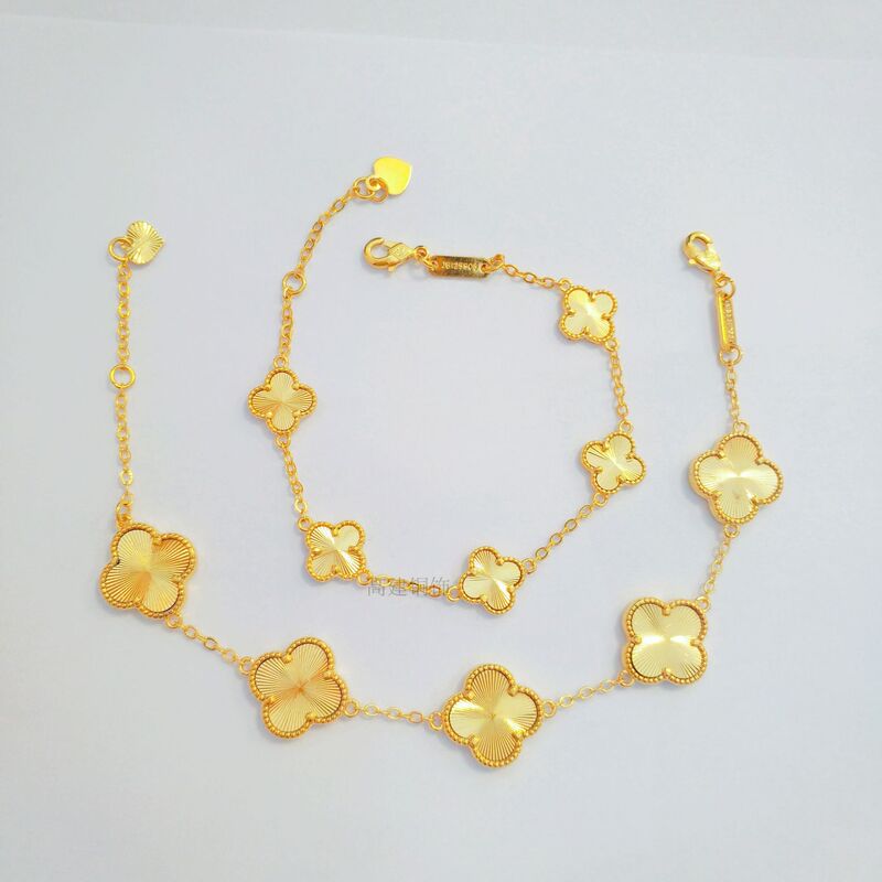 Vietnam gold clover bracelet female simulation gold lucky grass bracelet brass gold plated Internet celebrity same style five flower bracelet