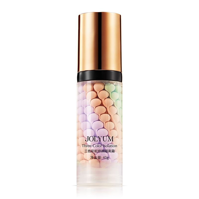 Salón de belleza tres colores Arco Iris aislamiento crema hidratante piel refrescante hidratante maquillaje frente leche natural nude maquillaje rejuvenecimiento de la piel crema de aislamiento