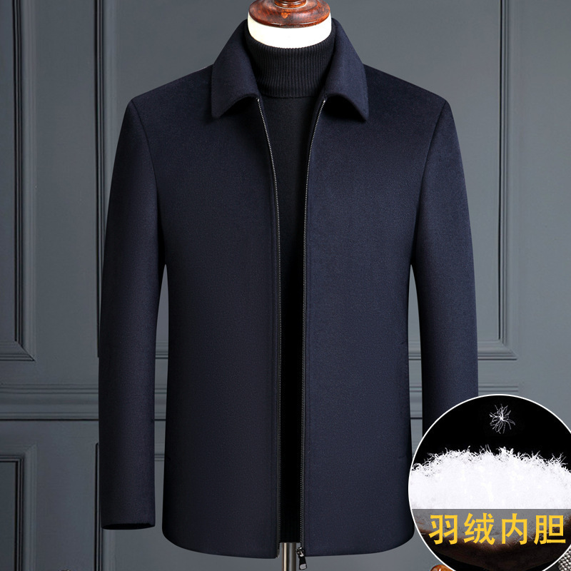 Premium 2026 Cashmere Coat for Men, Short Style, Winter Thickened Woolen Jacket, Middle-Aged Dad's Outfit, Turn-Down Collar Outerwear