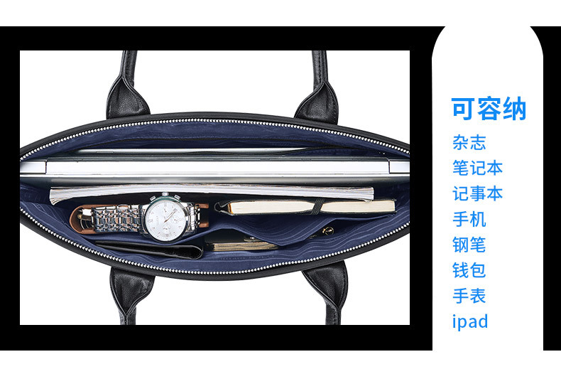 Cặp công sở nam vải Oxford chống thấm, nhiều ngăn đựng laptop 15 inch — Màu đen, màu xanh, Hồng, Màu nâu chi tiết 6