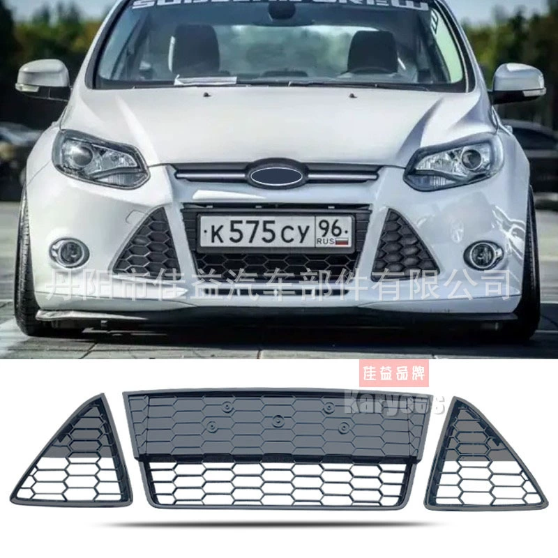 Подходит для Ford Focus FOCUS MK3 ZETEC S, ярко-черная сотовая решетка, передняя центральная решетка, противотуманная фара