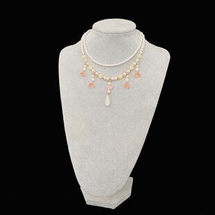 Hanfu imitation pearl necklace retro Hanfu necklace 2025 double-layer flower necklace Hanfu ancient costume girl baby match