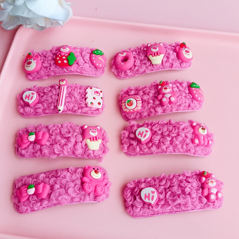Autumn and winter Teddy roll strawberry bear cute BB clip bangs side clip ponytail top clip Net red sweet hairpin hairpin shredded hairpin Autumn and winter Teddy roll strawberry bear cute BB clip bangs side clip ponytail top clip Net red sweet hairpin hairpin shredded hairpin