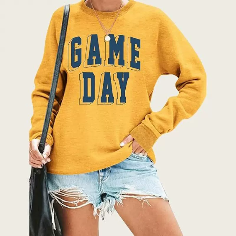 跨境亚马逊女装字母印花圆领卫衣时尚欧美秋冬长袖加绒卫衣外套女