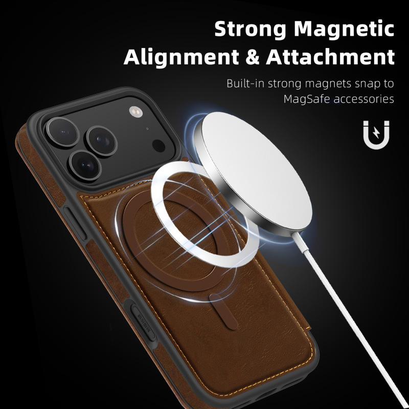 跨境适用iPhone17手机壳灵盾磁吸翻盖皮套苹果17ProMax插卡保护套|undefined