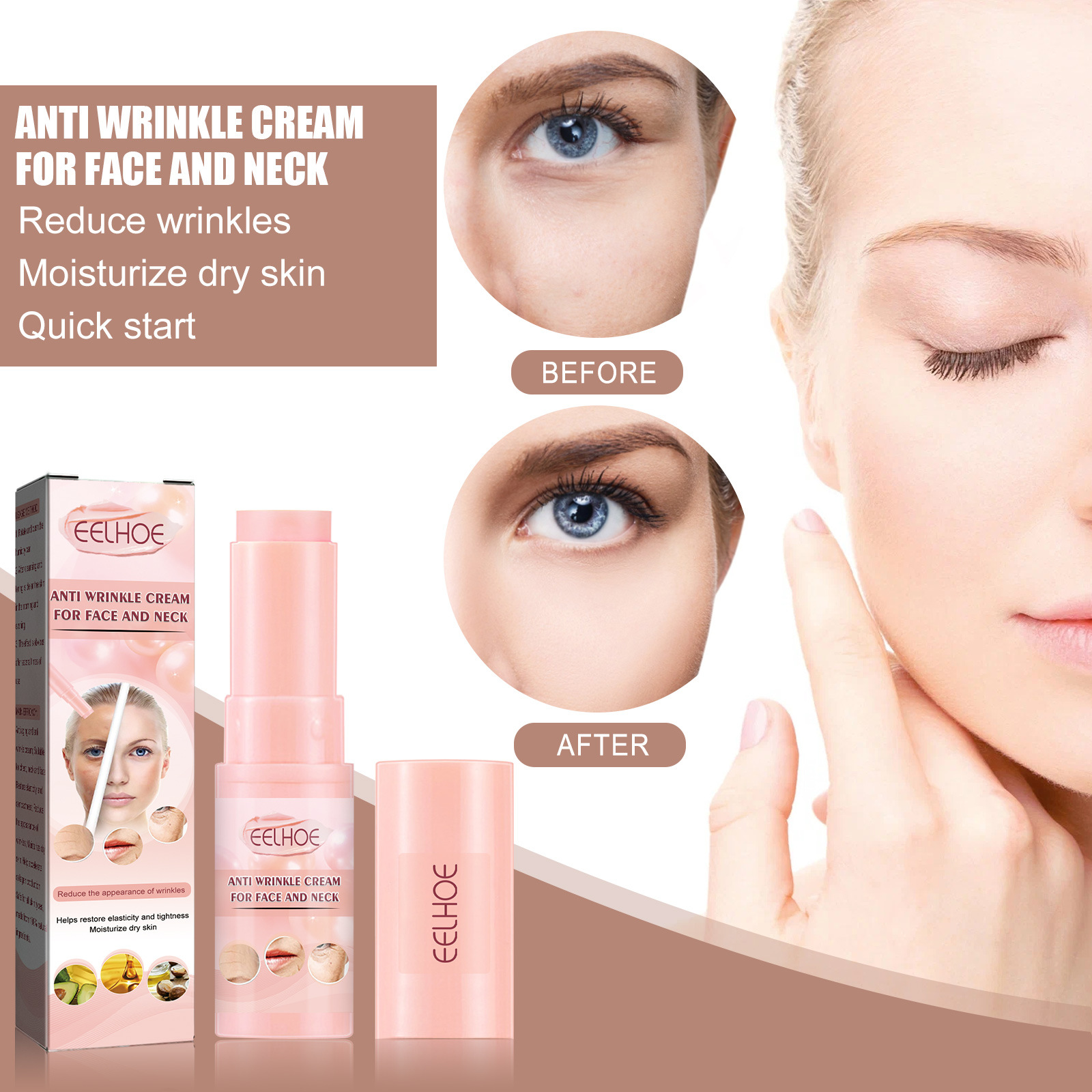 EELHOE Anti-Aging Cream Stick, Fading Facial Fine Lines, Hydrating, Firming, Anti-Aging, Repairing Skin Care Cream Stick