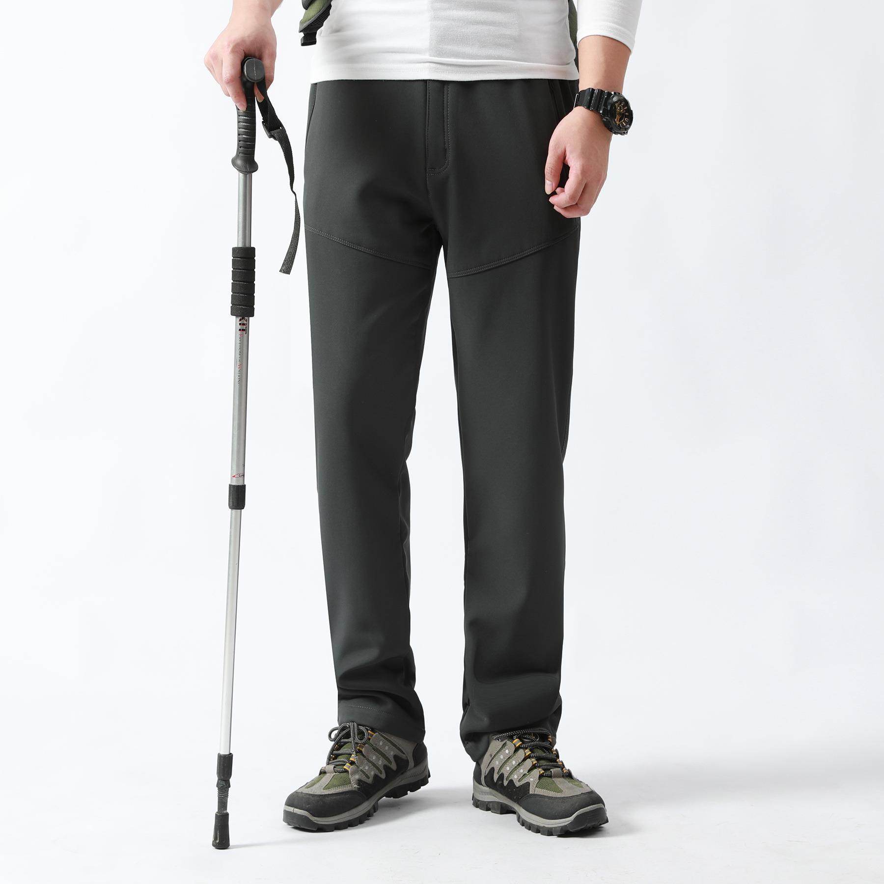 Pantalones de combate de otoño e invierno para hombres con forro polar engrosado impermeable a prueba de viento al aire libre pantalones de Montañismo más tamaño soft shell pantalones de lana a prueba de frío