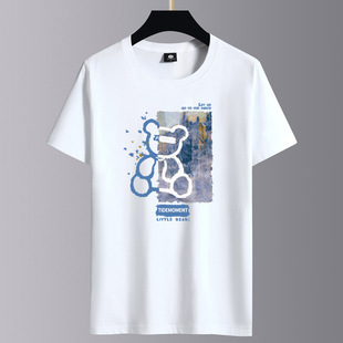 Short-Sleeved T-Shirt Men's Summer 2025 Men's Pure Cotton Half-Sleeved Loose Casual Boys' Trbottomy Tops T-Shirt Bottoming Shirt