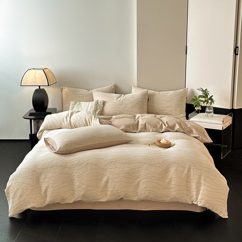 Una clase de madres y bebés de algodón molido cuatro piezas Nantong ropa de cama textil de algodón sábanas de cama cuatro piezas