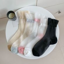 法式玛丽珍鞋袜子蕾丝夏季薄款芭蕾风夏天中筒玻璃丝水晶袜长筒
