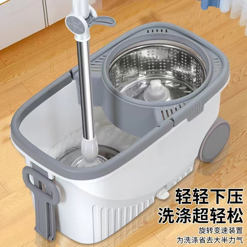 Manufacturer Mop Bucket Rotating Mop Good Mop Household Lazy Dual-Drive Drying Hand-Free Mop Bucket