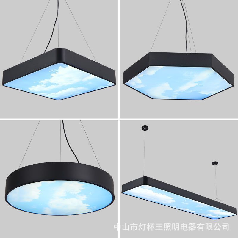 Cielo azul nubes blancas modelado lámpara de techo simple led oficina estudio centro comercial supermercado gimnasio sala de baile
