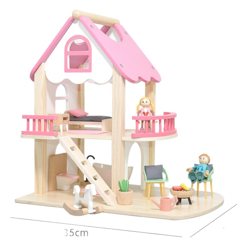 Casa de muñecas de madera con forma de castillo de princesa, juguete de simulación para niños, villa educativa, regalo interactivo para bebés y padres.