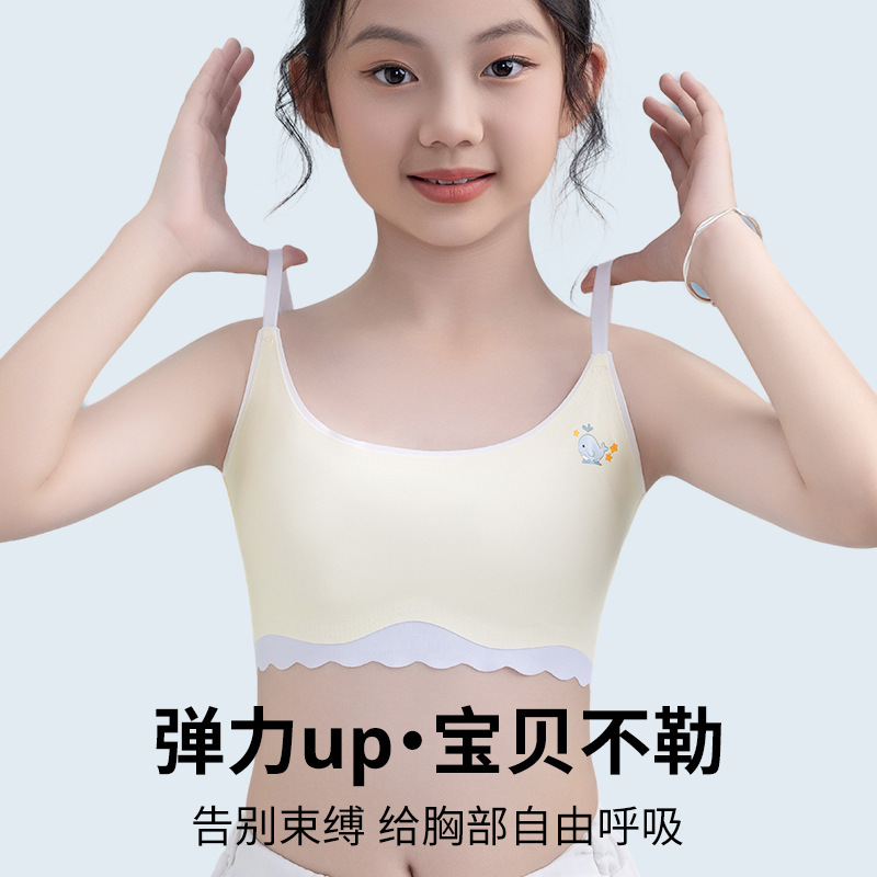 Developmental Period Small Vest-Style Bra for Female Students, Girls' Underwear for Older Children Aged 9-12, Elementary and Middle School Girls' Bra