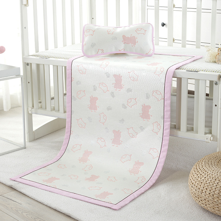Ice silk baby mat pillow children's bed mat 600D thick ice silk kindergarten sandwich baby mat can be customized