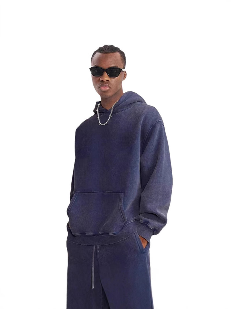 Otoño y invierno más terciopelo grueso pesado lavado con agua de gran tamaño para hacer viejas camisetas con capuzas de moda sueltas camisetas con capuzas