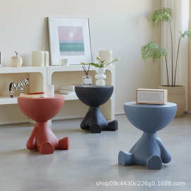 网红平头小矮人玩偶茶几客厅家用躺平沙发边几塑料角几小户型边桌