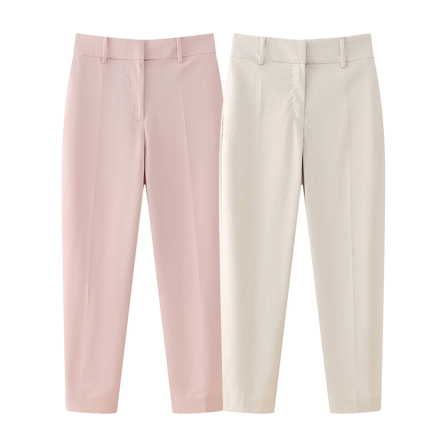 Pantaloni a sigaretta semplici e versatili, casual, tinta unita, della nuova collezione primaverile da donna_voghion.com