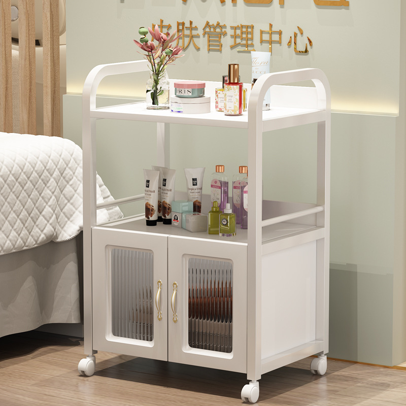 화이트 선반 + 화이트 유리 캐비닛 - 표준 - 50x33x83cm